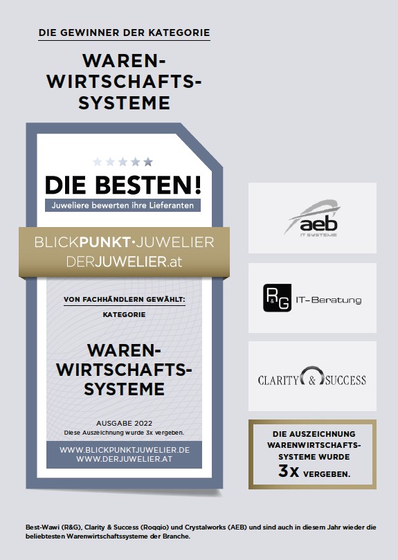 Blickpunkt Juwelier - DIE BESTEN! 2022 - crystalworks. einer der Gewinner